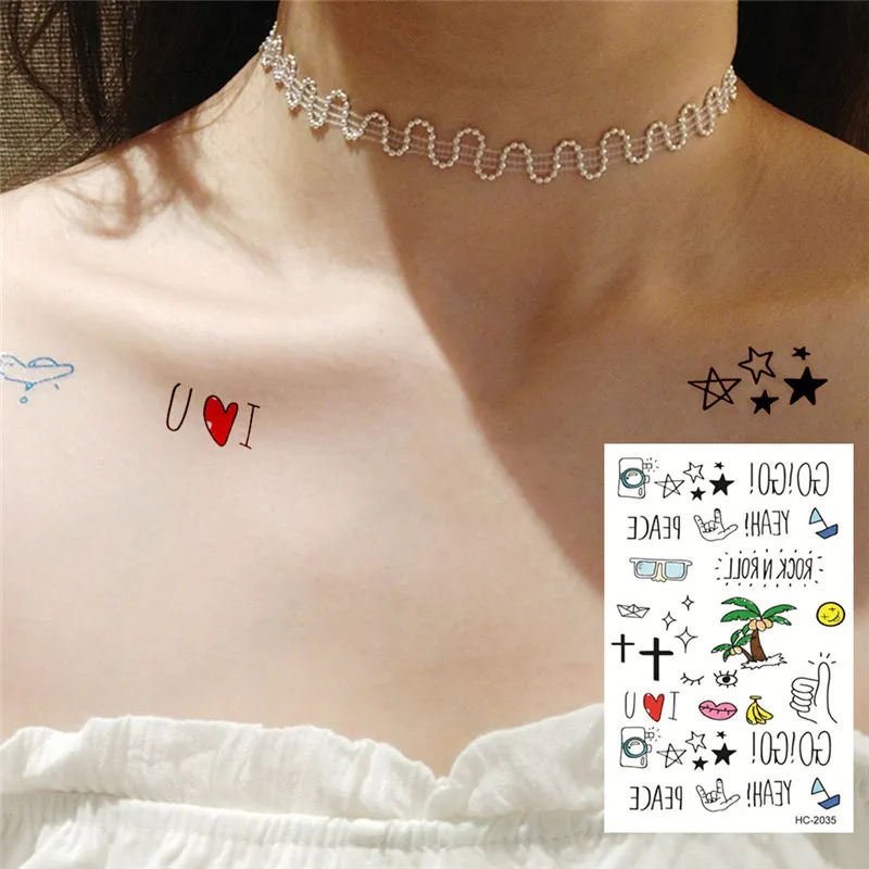 

2pcs Small Planet Leaf Colorful Cartoon Temporary Tattoo Cute Star Tattoo Sticker Love Women Body Finger Art Waterproof Tatoo