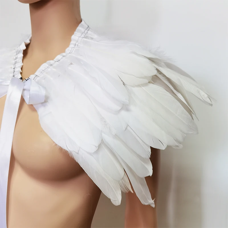 Накидка на плечо с гусиными перьями шаль для косплея в готическом викторианском