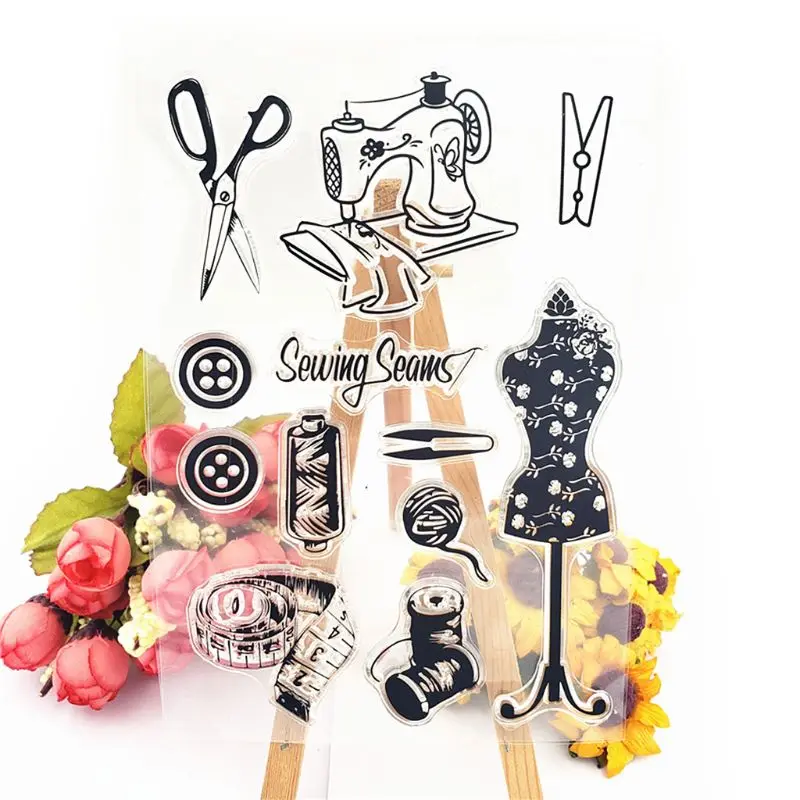 Швейная машина силиконовый прозрачный Печатный штамп DIY Скрапбукинг рельефная