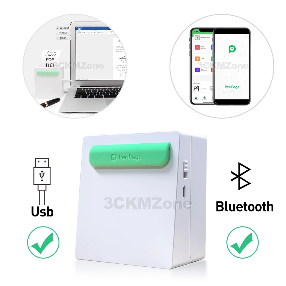Карманный фото bluetooth принтер Peripage 58 мм 2 дюйма термоэтикетки notes беспроводной