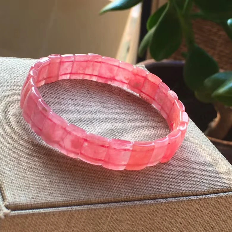 

Браслет из натурального красного ледяного родохрозита, бусины прямоугольной формы 11/7, 5 мм, эластичные, женские модные украшения AAAAA