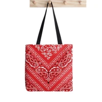 2021 shopper red bandana pattern print tote bag women harajuku shopper handbag girl shoulder shopping bag lady canvas bag