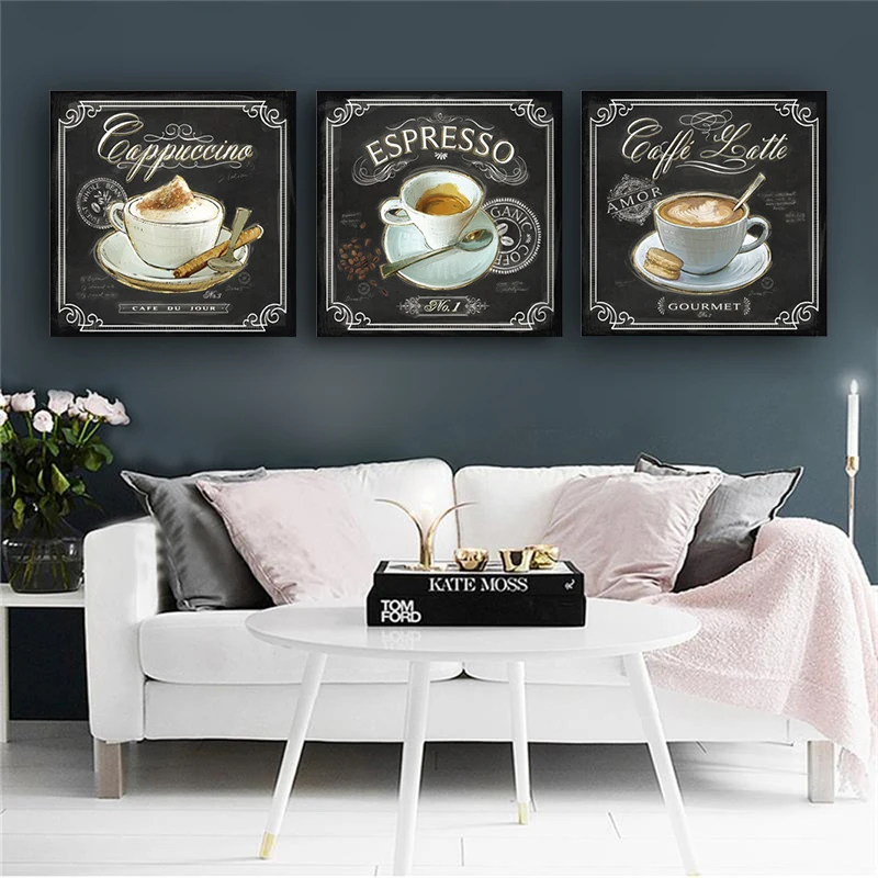 

Nordic Style Canvas Paintings Kitchen Bars Cafe Vintage Coffee Posters and Prints Wall Art Pictures for Living Room Home Decor