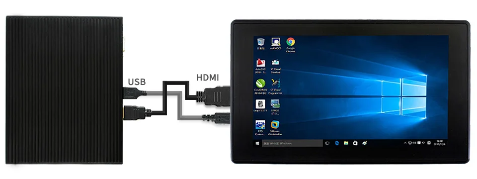 Waveshare 7 дюймовый HDMI ЖК-дисплей(H)+ чехол, 1024x600, ips, емкостный сенсорный экран ЖК-дисплей, поддержка WIN10 IOT, Win 10/8. 1/8/7, Raspberry Pi, Banana Pi и т. д