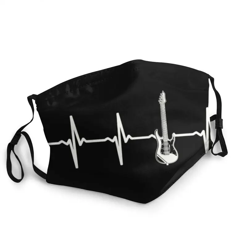 

Electric Guitar Heartbeat Reusable Face Mask Rock Roll Heavy Metal Music Dustproof Protection Cover Respirator Mouth-Muffle