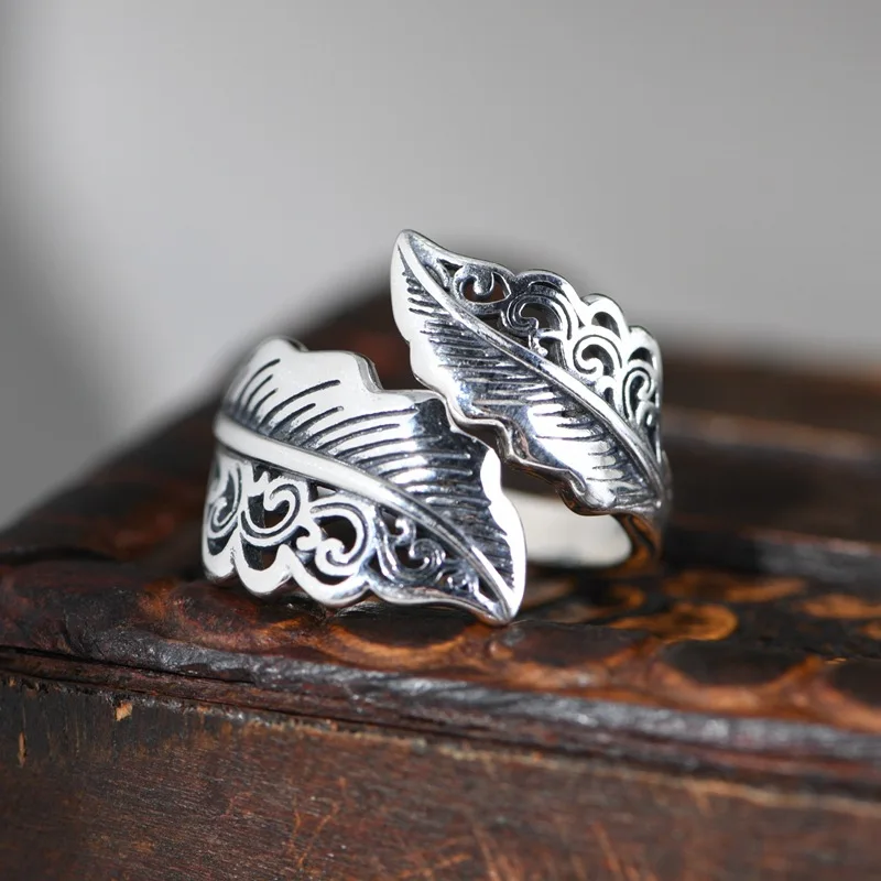 S925 стерлингового серебра винтажные простые серебряные женские кольца открытые