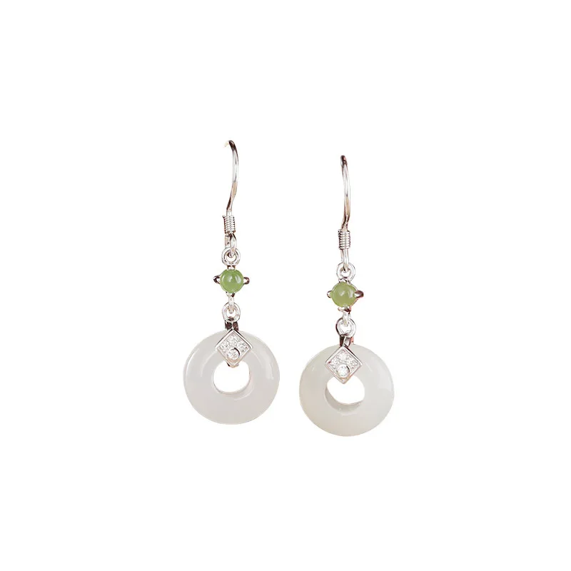 

Jindudu jewelry wholesale jewelry 925 silver inlaid doughnut retro Earrings women's boutique earhook gift boutique