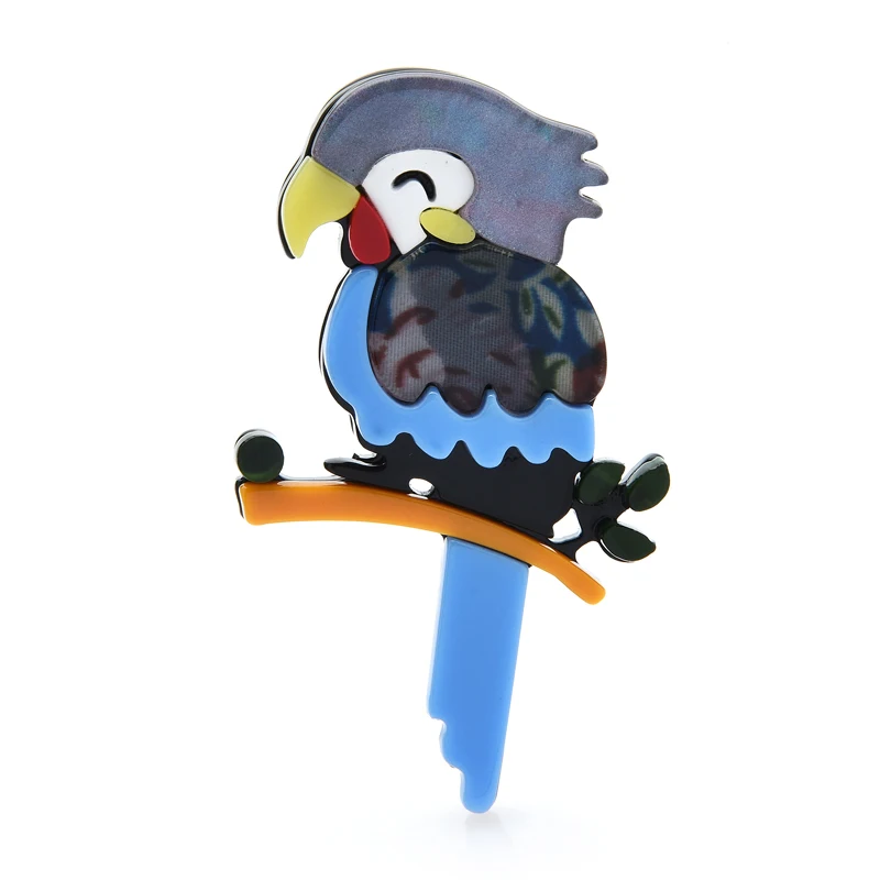 

Wuli&baby Acrylic Cute Smiling Parrot Brooch Pins For Women 2021 Bird Animal Brooches Jewelry Accessory Gift