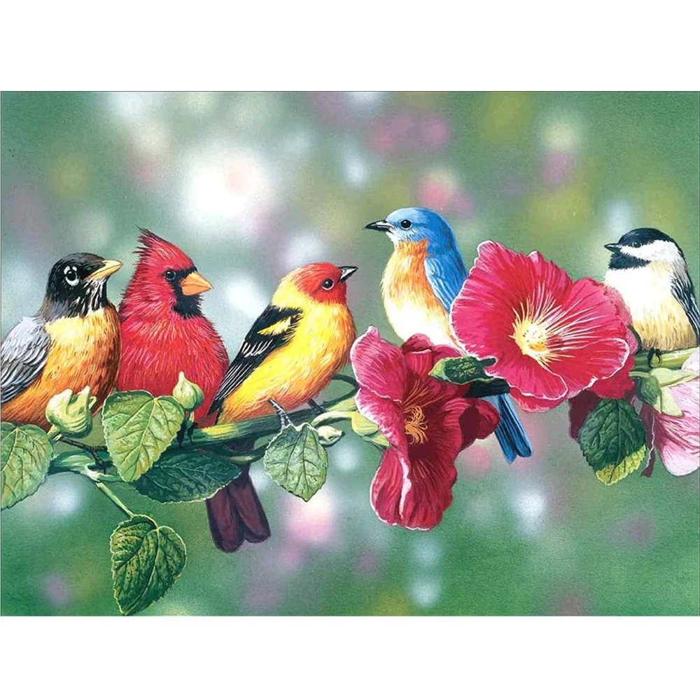 

Flower Bird Printed Canvas 11CT Cross-Stitch Patterns DIY Embroidery Handmade Sewing Handiwork Craft Floss Home Decor Different