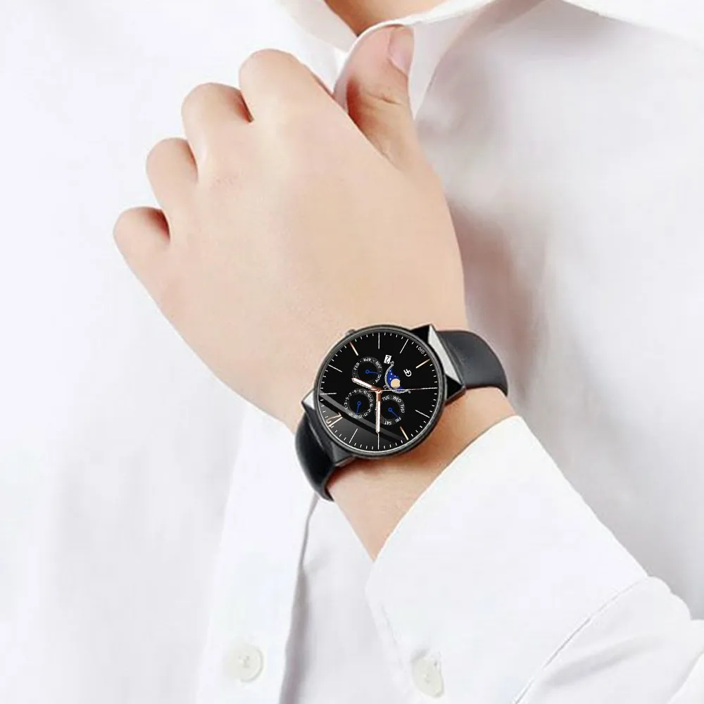 

Hot Man Leather Watch Whatever Late Anyway Letter Watches New Pointer Glow relogio masculino men erkek kol saati