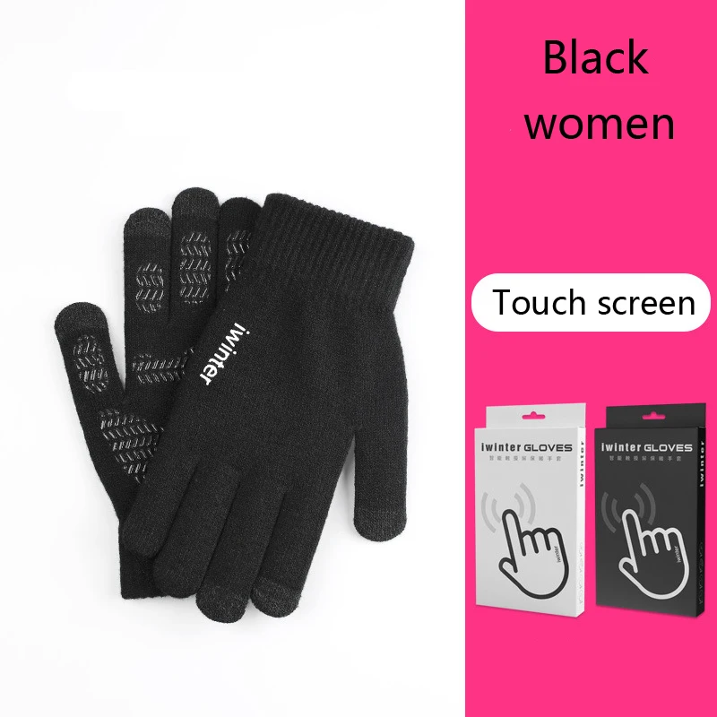 Black-women Унисекс, для сенсорных экранов бини шапки-бини шапки Для мужчин сноуборд перчатки для езды на мотоцикле, лыжи Зимние Для женщин спортивные Водонепроницаемый зимние перчатки - Цвет: Black-women