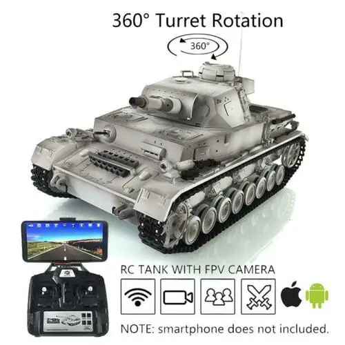 

1/16 Henglong RTR RC Tank Snow 6.0 Customized FPV Panzer IV F 3858 Metal Wheels TH16145-SMT2