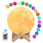 Ночсветильник в виде Луны, с 3D-принтом, с регулируемой яркостью, светодиодный, перезаряжаемый, настольная лампа