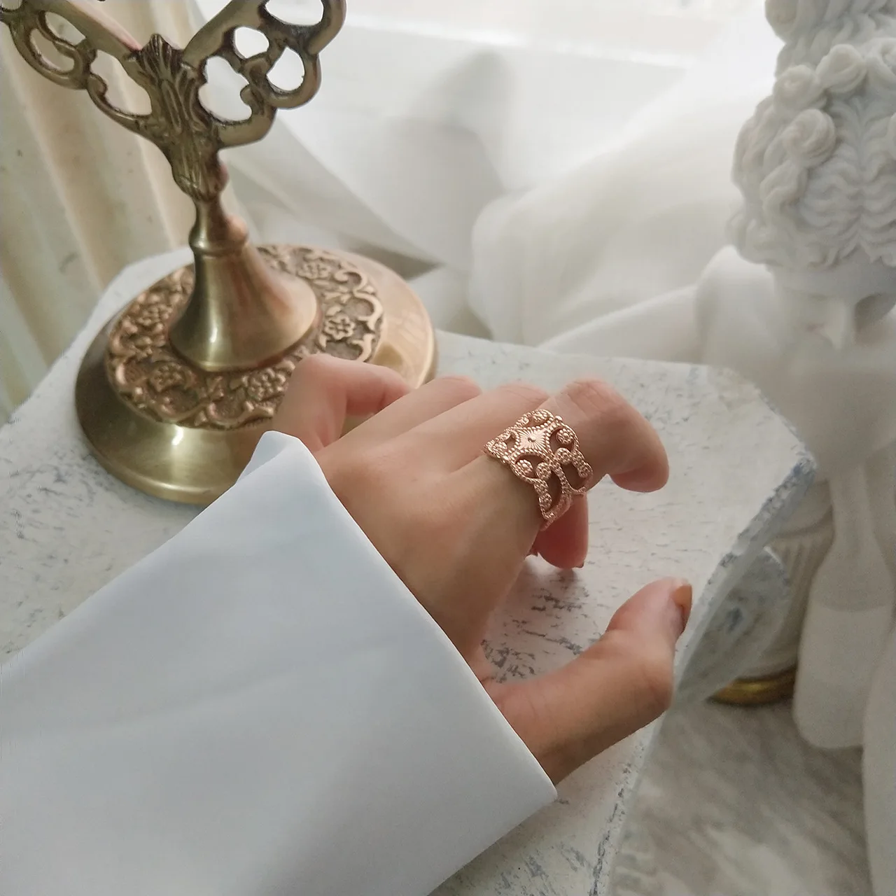 

Korean-style Ornament 925 Sterling Rings Cool Cool Jewelry Fashion Elegant Craft Pattern Ring Adjustable