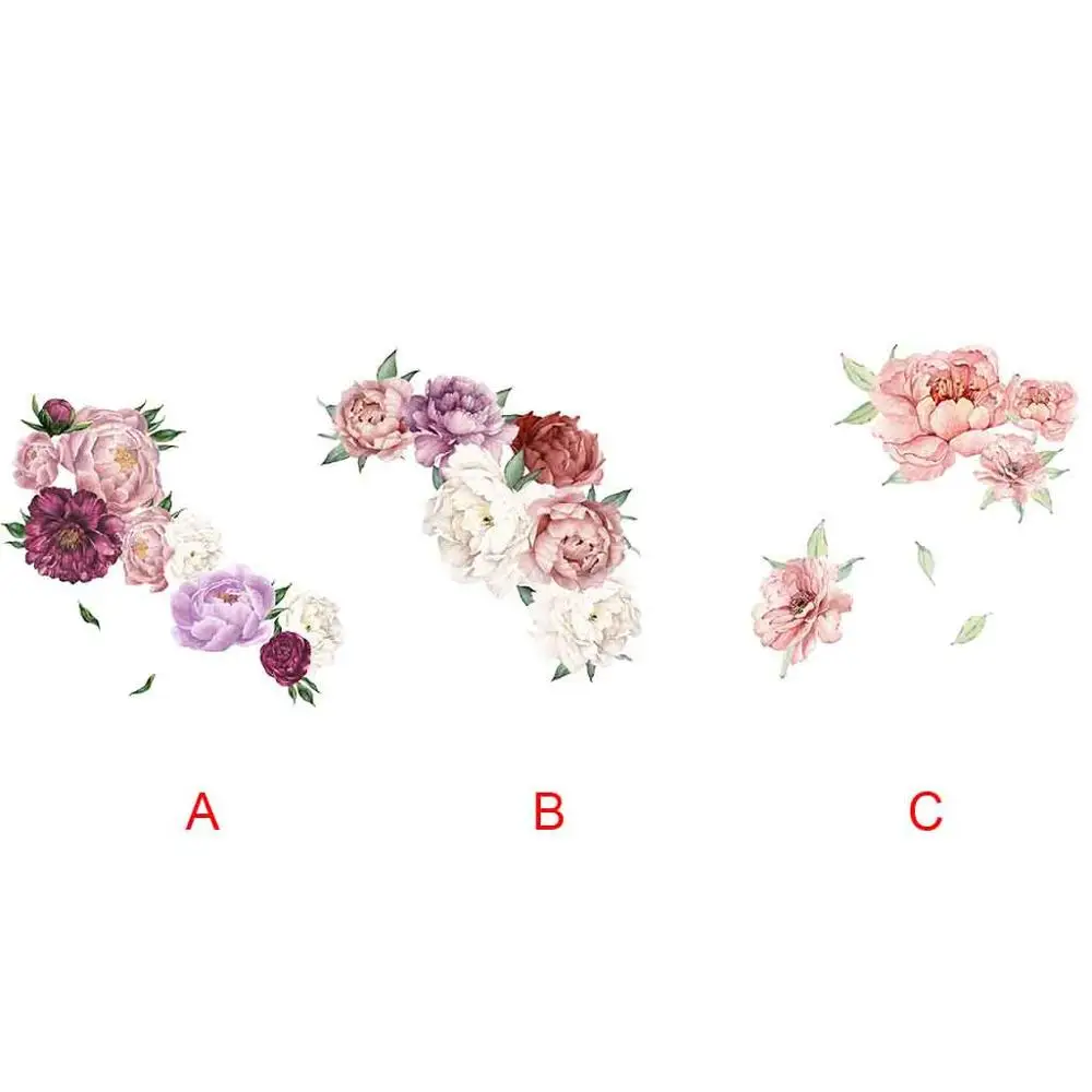Пиона розы цветы настенные Стикеры наклейки для детской комнаты домашний декор