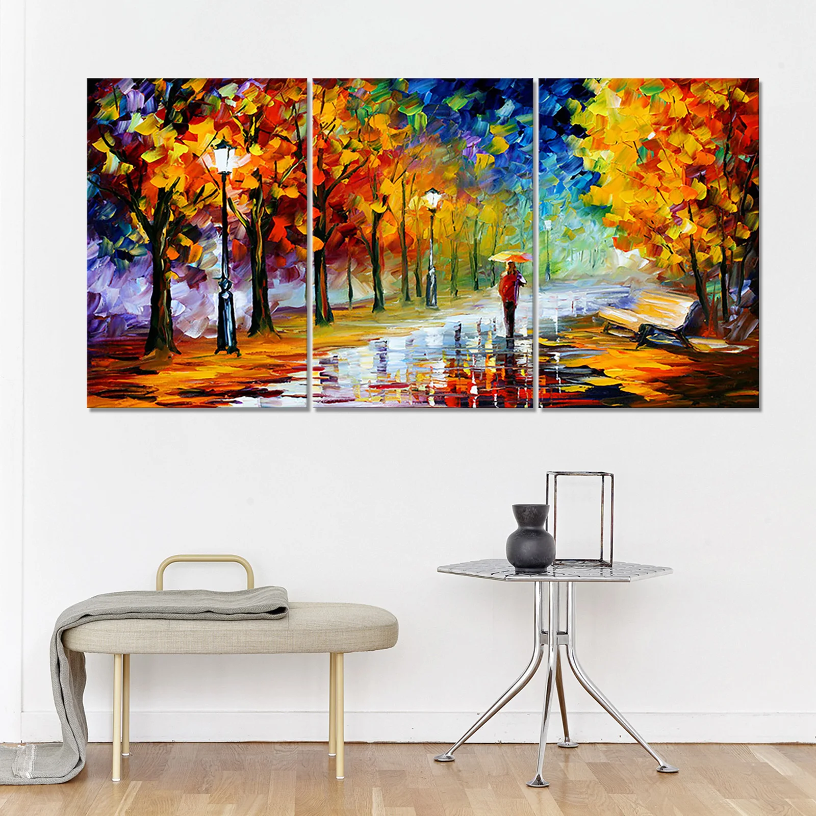 

Современный печатный плакат, украшение для гостиной, 3 шт., картина для дождливого парка для девочек, модульная Картина на холсте, настенное ...