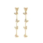 Высококачественные длинные висячие серьги золотого цвета с бабочкой и кисточками для женщин, модные украшения (DJ1478)