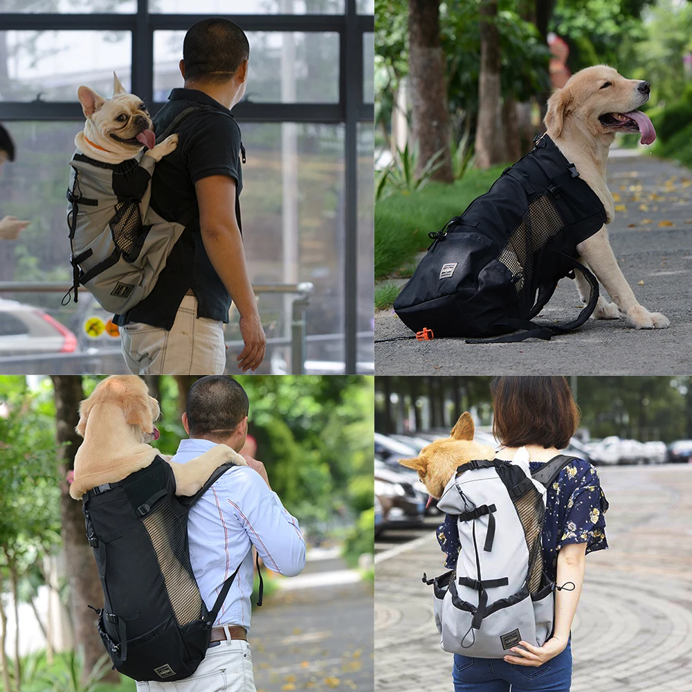 Сумка для переноски собак "Dog Carrier Bag" на плече, рюкзак для путешествий, с выступающими карманами, вентиляцией и дышащими материалами для использования на открытом воздухе, на мотоцикле или в походе.
