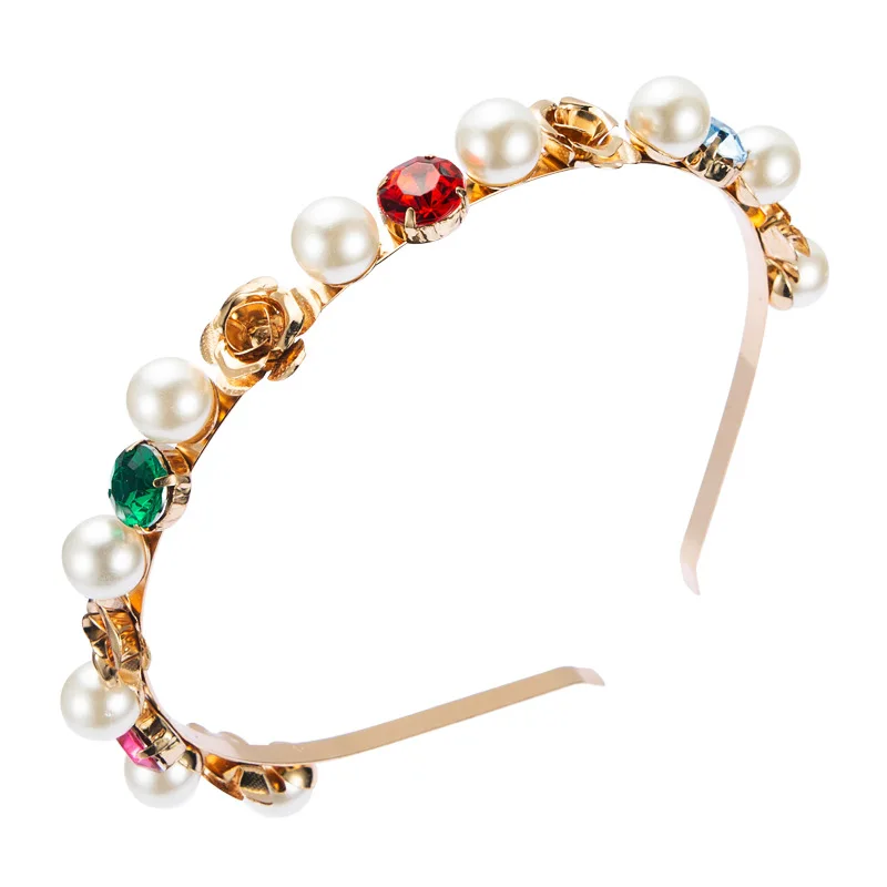 Женский обруч для волос в стиле барокко повязка на голову с цветами и жемчугом| |