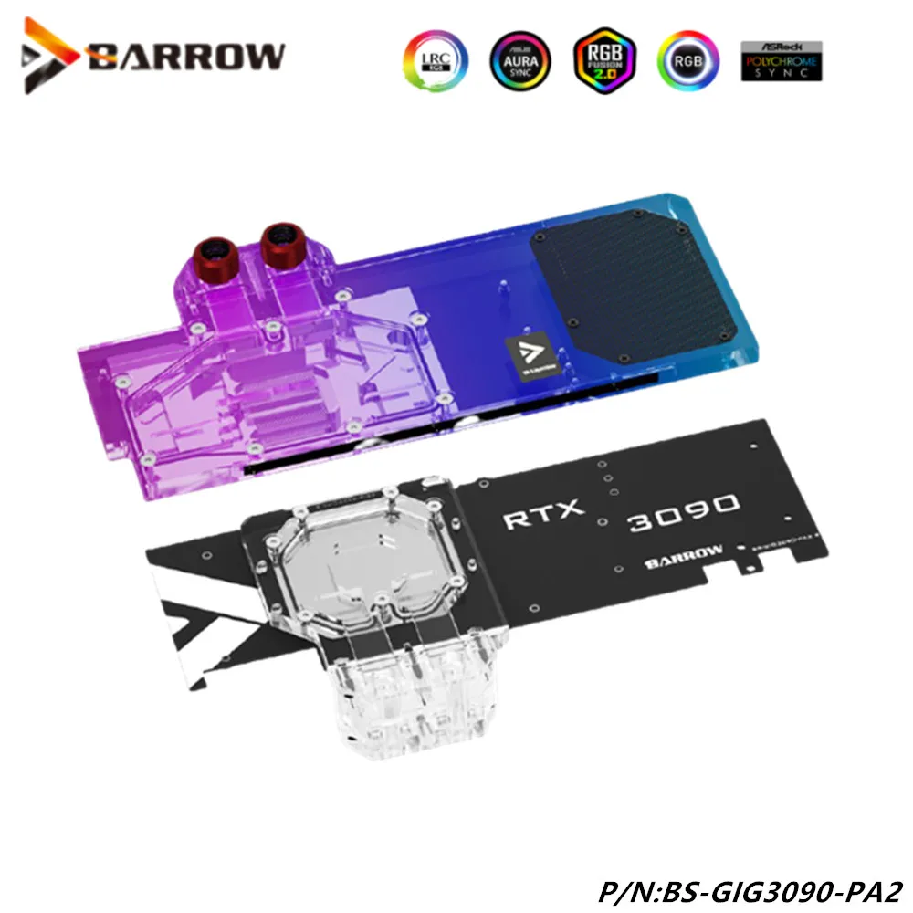 

Barrow GPU водяной блок для Gigabyte RTX 3090/3080/3080Ti EAGLE/VISION GAMING OC 10G/ 24G охладитель карты, фотография