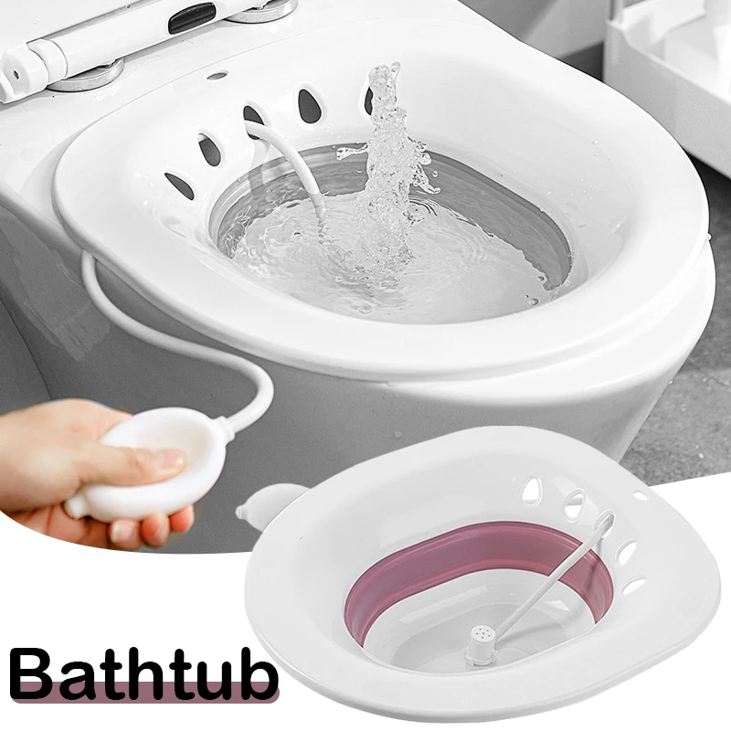 

Woman Folding Toilet Bidet With Flusher Postpartum Bath Toilet Seat Self Cleaning Hip Irrigator Perineum Soaking Bathtub J99s