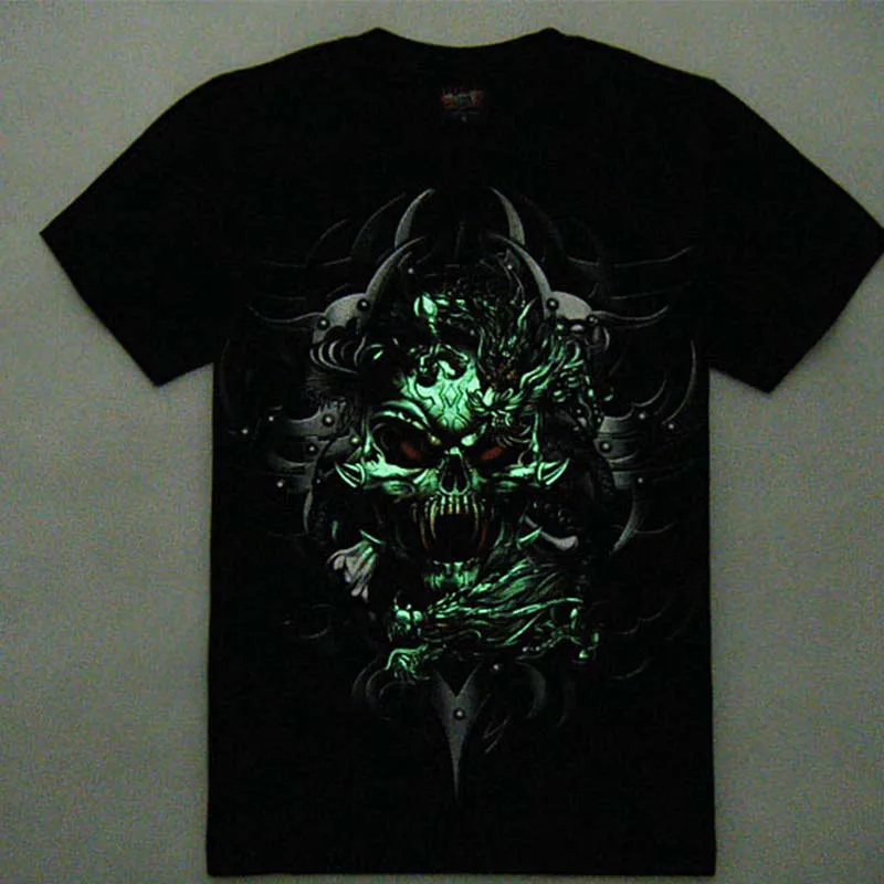 Светящаяся Мужская футболка 3D топы летние хлопковые флуоресцентные