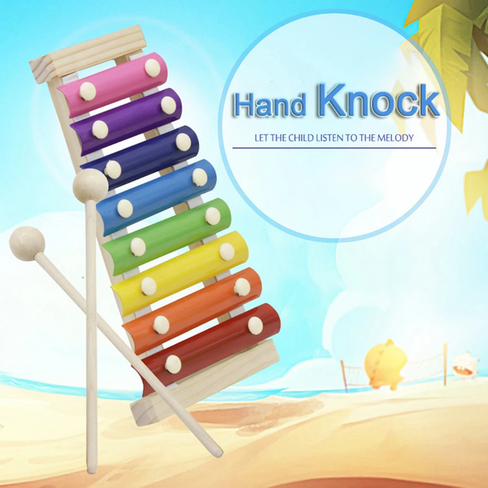 8 Примечание ручной кран Ксилофоны красочные колокольчики с деревянные молотки