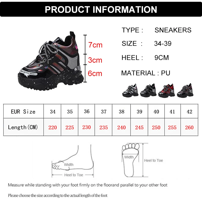 

2021 Height Increasing Women Chunky Sneakers Fashion Thick Bottom Lace Up Platform Shoes Woman Spring Autumn Casual Footwear