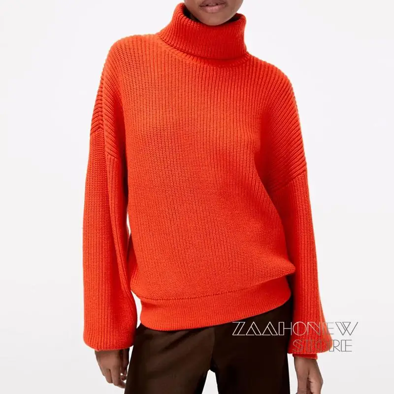 

ZAAHONEW 2022 Autumn Winter Women Black Turtleneck Knitted Sweater Pullovers Casual Solid Warm Jumper Tops Female Ladies