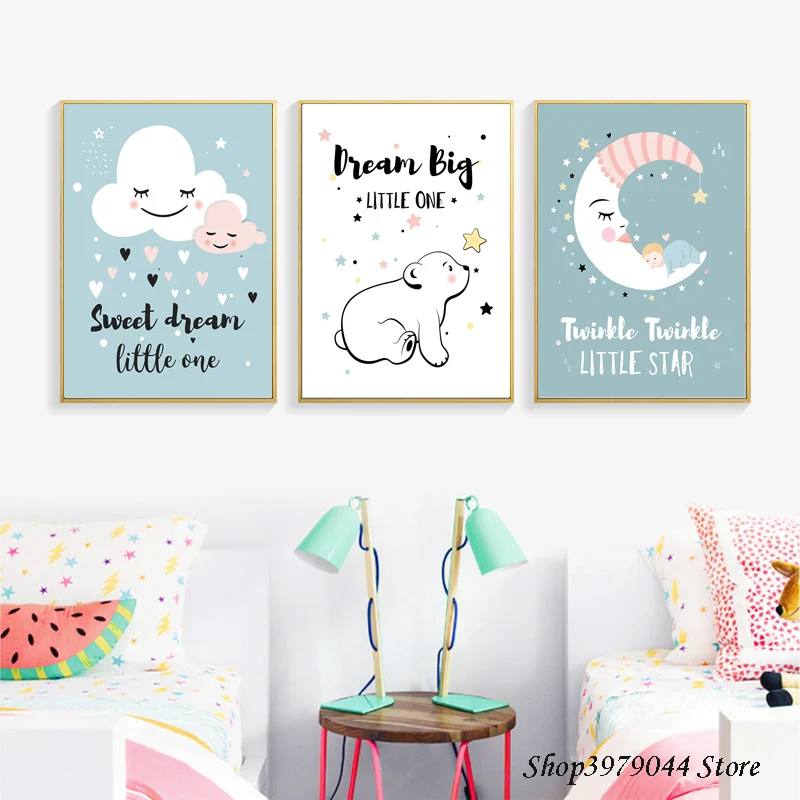 Детские декорации в скандинавском стиле постеры и принты с изображением медведя