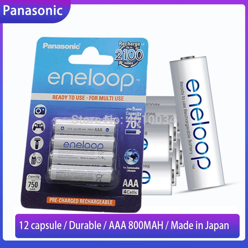 

12 шт. Panasonic оригинальный 1,2 в Ni-MH перезаряжаемый аккумулятор 800 мАч AAA батарея для камеры пульта дистанционного управления игрушка предварите...