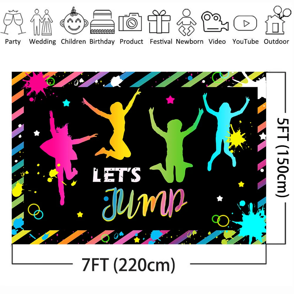 Let's Jump Backdrop Bounce House батут день рождения фон для фотосъемки Pump It Up вечерние фоны