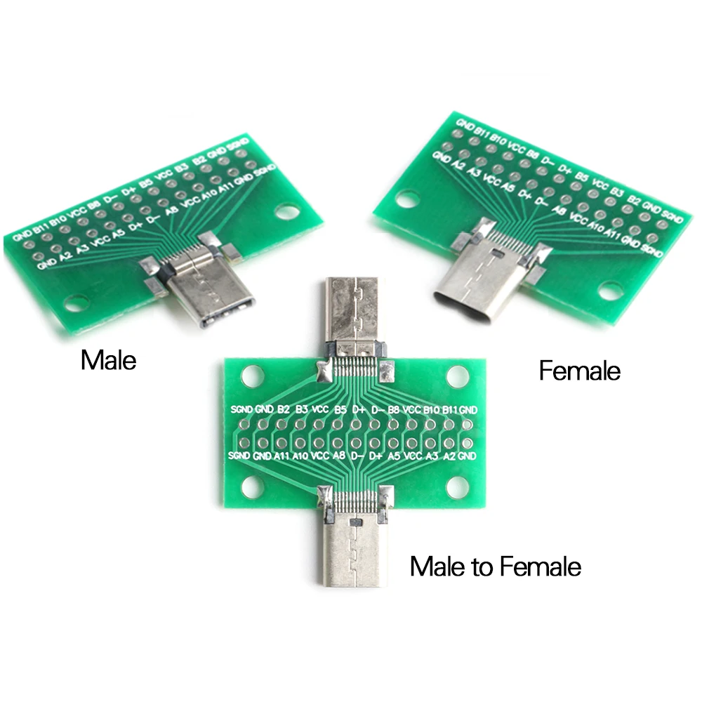 

Type-C Male to Female USB 3.1 Test PCB Board Adapter Type C 24P 2.54mm Connector Socket For Data Line Wire Cable Transfer