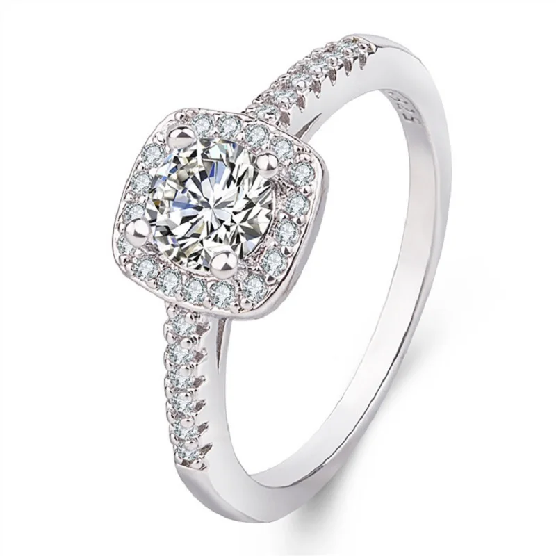

Роскошные Свадебные обручальные кольца с кристаллами для женщин и девушек модные ювелирные изделия из стерлингового серебра 925 пробы