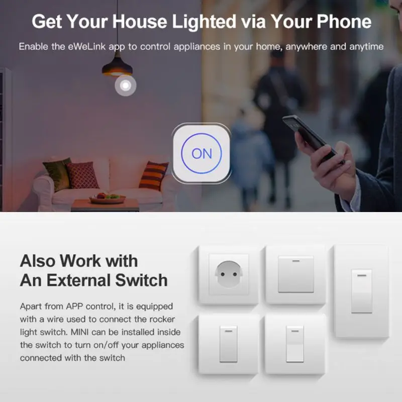 Для Sonoff Мини DIY умный переключатель маленький WiFi для Alexa Google Home дистанционное