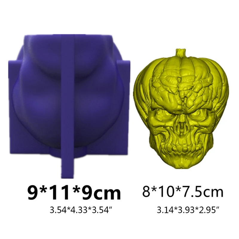 

R2LE Pumpkin Skull 3D Candle Soap Mould DIY Candle Epoxy Mold Handmade Candles Aroma Wax Soap Molds for Decoration