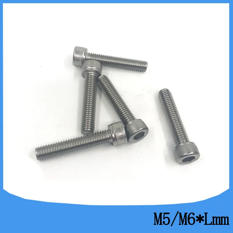 M5 M6 DIN912 304 Stainless steel Hexagon Hex Socket Head Cap Screws Metric Thread M6*8/10/12/16/25/30-200 mm Cylinder Bolt | Обустройство