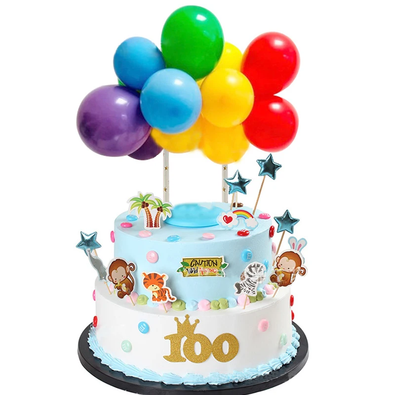 colorful 10 шт., 5 дюймов, шары, гирлянда, арка, топпер для торта, для вечеринки в честь Дня рождения, конфетти, воздушные шары, топперы, украшение свадебного торта - Цвет: colorful