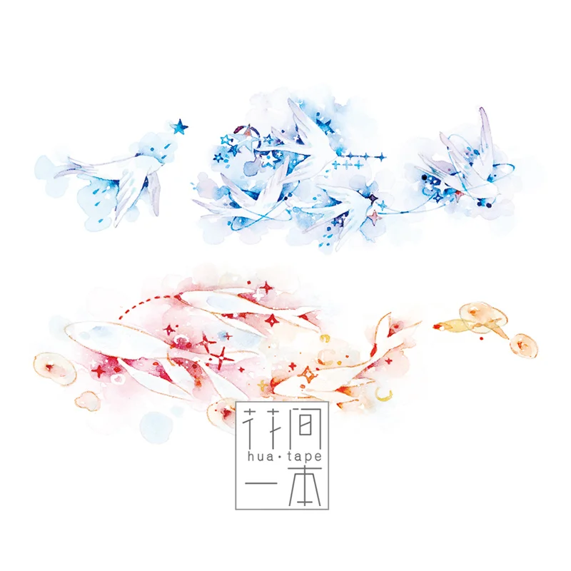 

3.3cmx10m Paper Masking Tape, Bird Fish Stickers