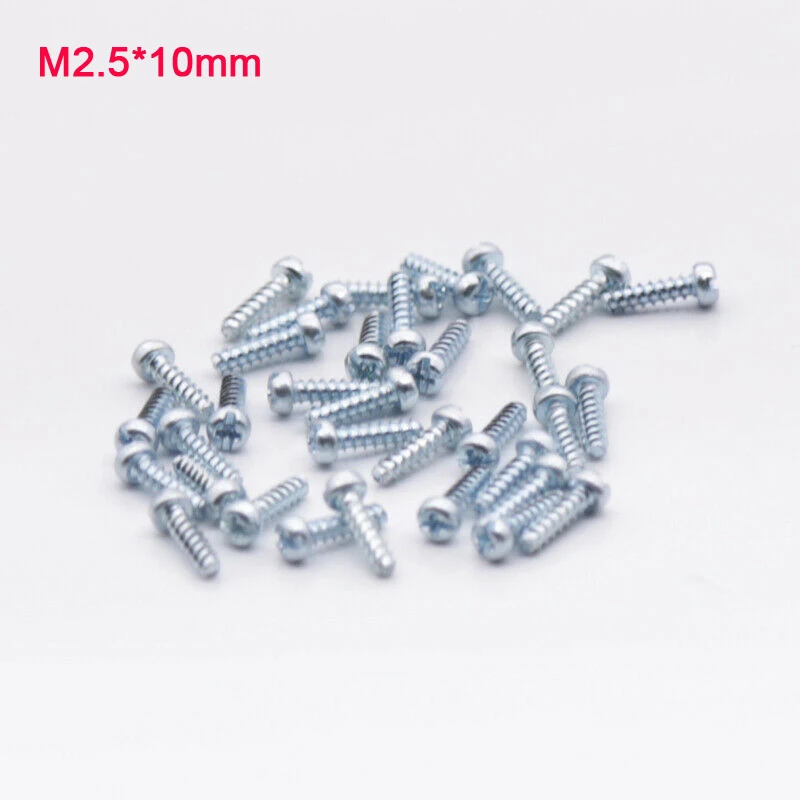 

20pcs Blue Zinc Phillips Round Head Flat Tail Self Tapping Screw Cross Round Head Bolts Screws M2.5*10mm