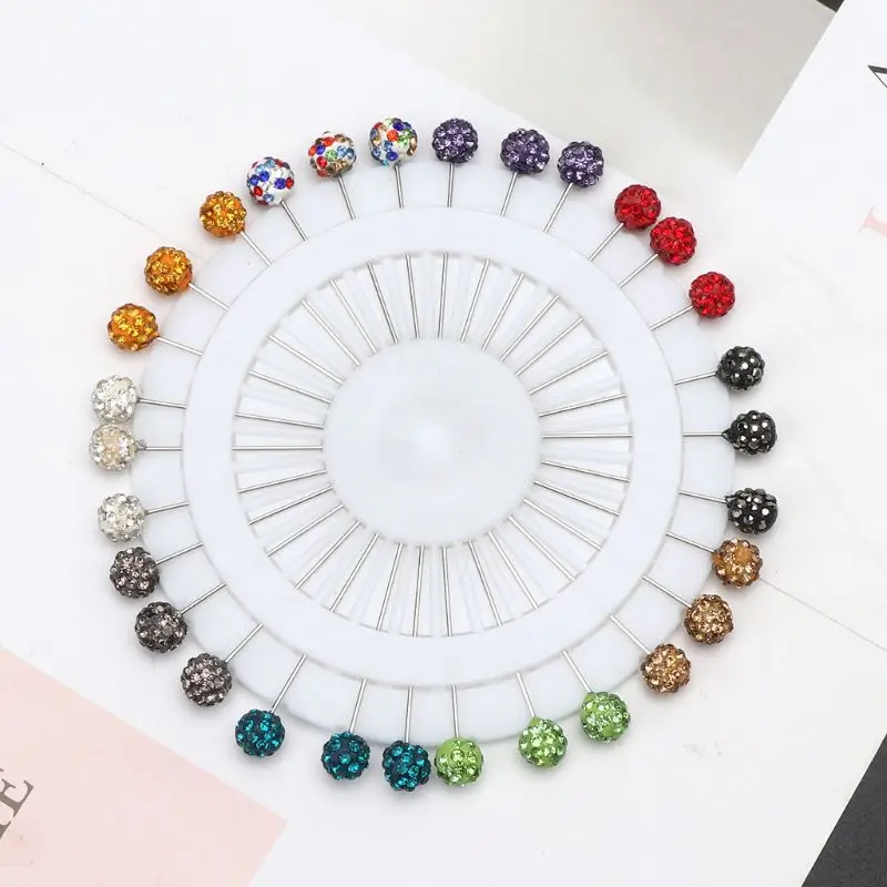 Броши с кристаллами и шариком 30 шт. | Украшения аксессуары