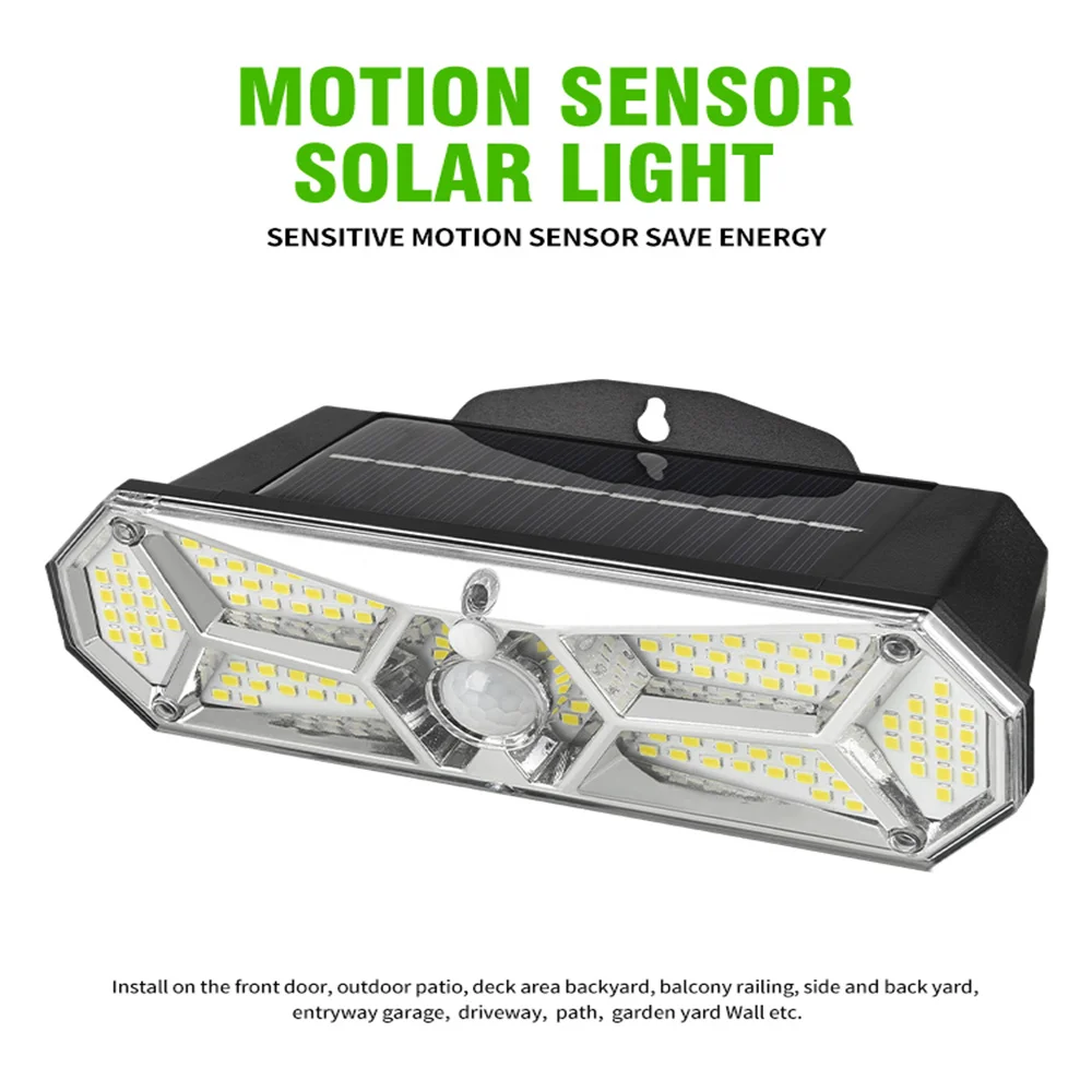 

Solar Lights Outdoor Motion Sensor 168LEDs IP65 Waterproof Super Bright Solar Wireless Wall Lamp with 3Modes and 8Wide Angle