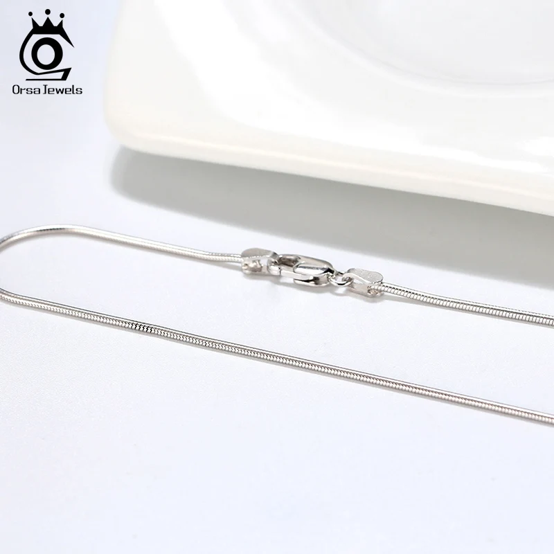 ORSA JEWELS модное женское ожерелье цепи змейки 2 мм круглый 925 Серебряное 40 см 45 50 55 м 60