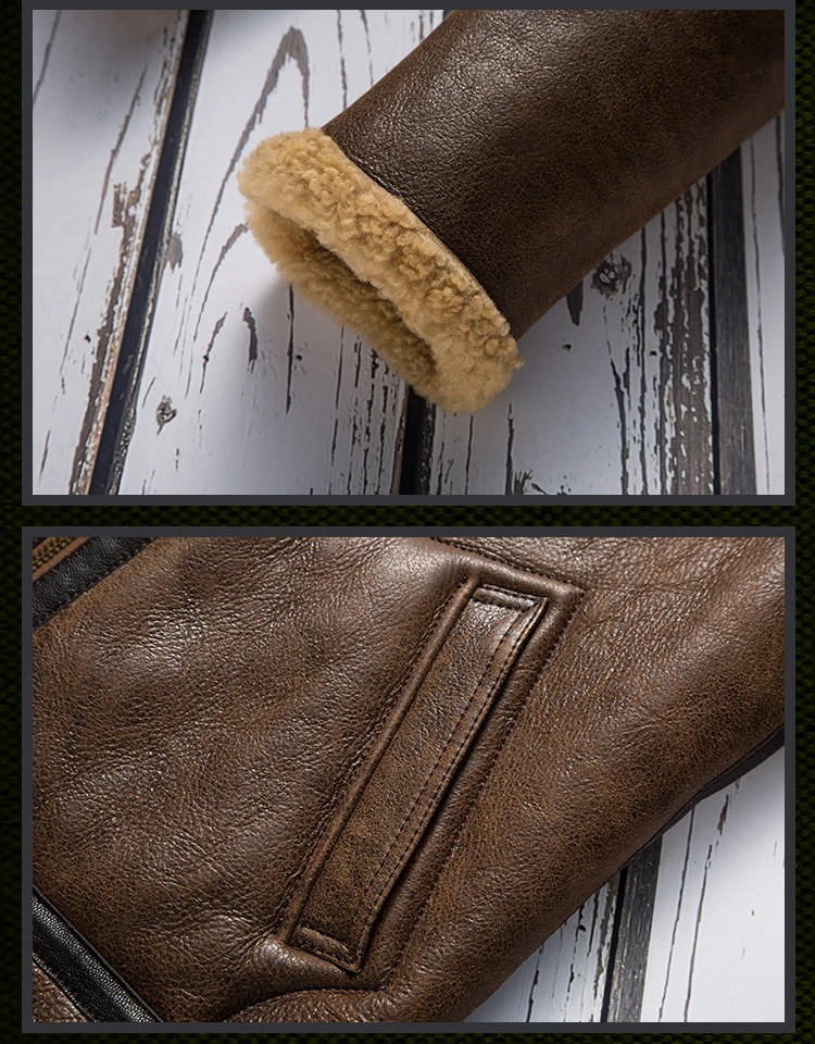 Мужская куртка-бомбер из натуральной овечьей кожи в стиле милитари | одежда