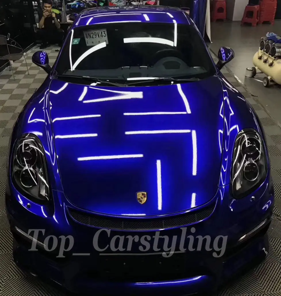 Синяя блестящая виниловая обертка металлик пленка для всего автомобиля покрытие