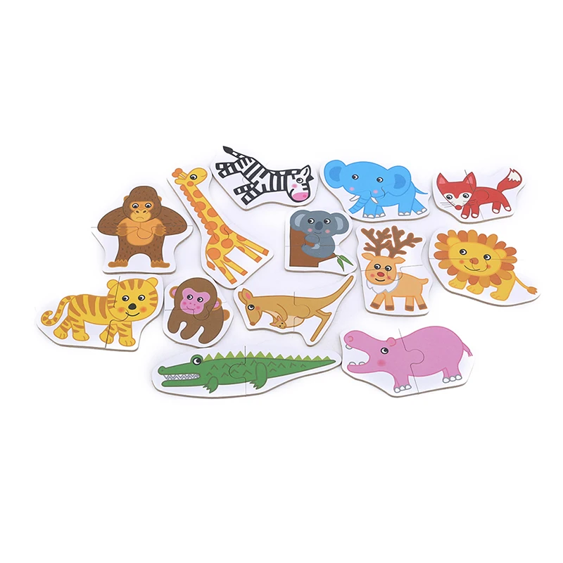 

1 Set cute New Baby Kids Cognition Puzzle Toys Toddler Iron Box Cards Matching Game Cognitive Card Animal Shapes Set Puzzle