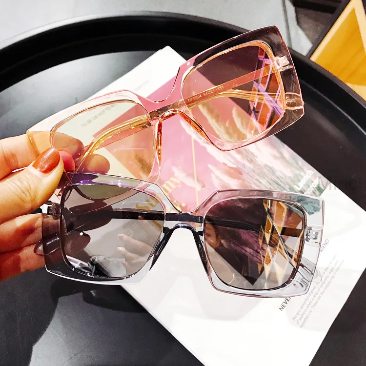 2019 fashion candy color sunglasses for ladies pink frame transparent ocean lens men's vintage square uv FML | Аксессуары для