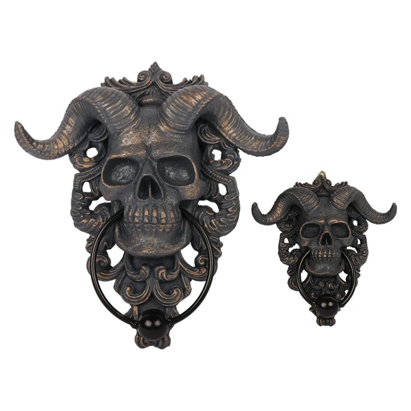 Настенное украшение с 3D рогами черепом дверным узлом головой скелета в стиле