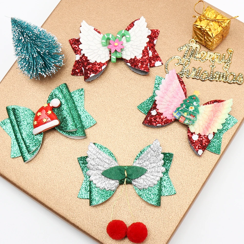 

Oaoleer Hair Accessories 3'' Christmas Hairpins for Girls Santa Claus Barrettes Glitter Hairgrips for New Year Party Headdress