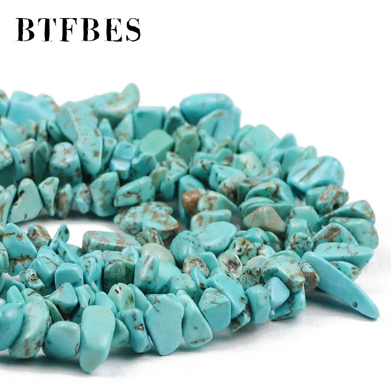 Синие бирюзовые нерегулярные гравия бусины натуральный камень разделители